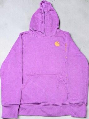 Pink Carhartt Pullover Hoodie Womens Medium Relaxed Fit Sleeve Spellout